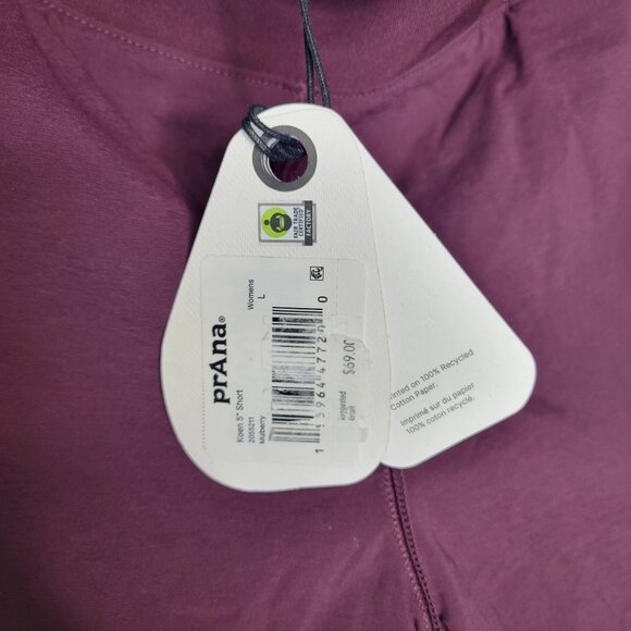 Prana Women's Large Shorts Koen 5" Short Pull On Moisture Wicking Mulberry - Picture 5 of 5